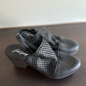 Free People Logan Wood Platform Clog with Perforated Leather